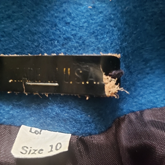 Micki! Vintage USA sz 10 blue Double-Breasted long womens wool coat - Picture 10 of 16